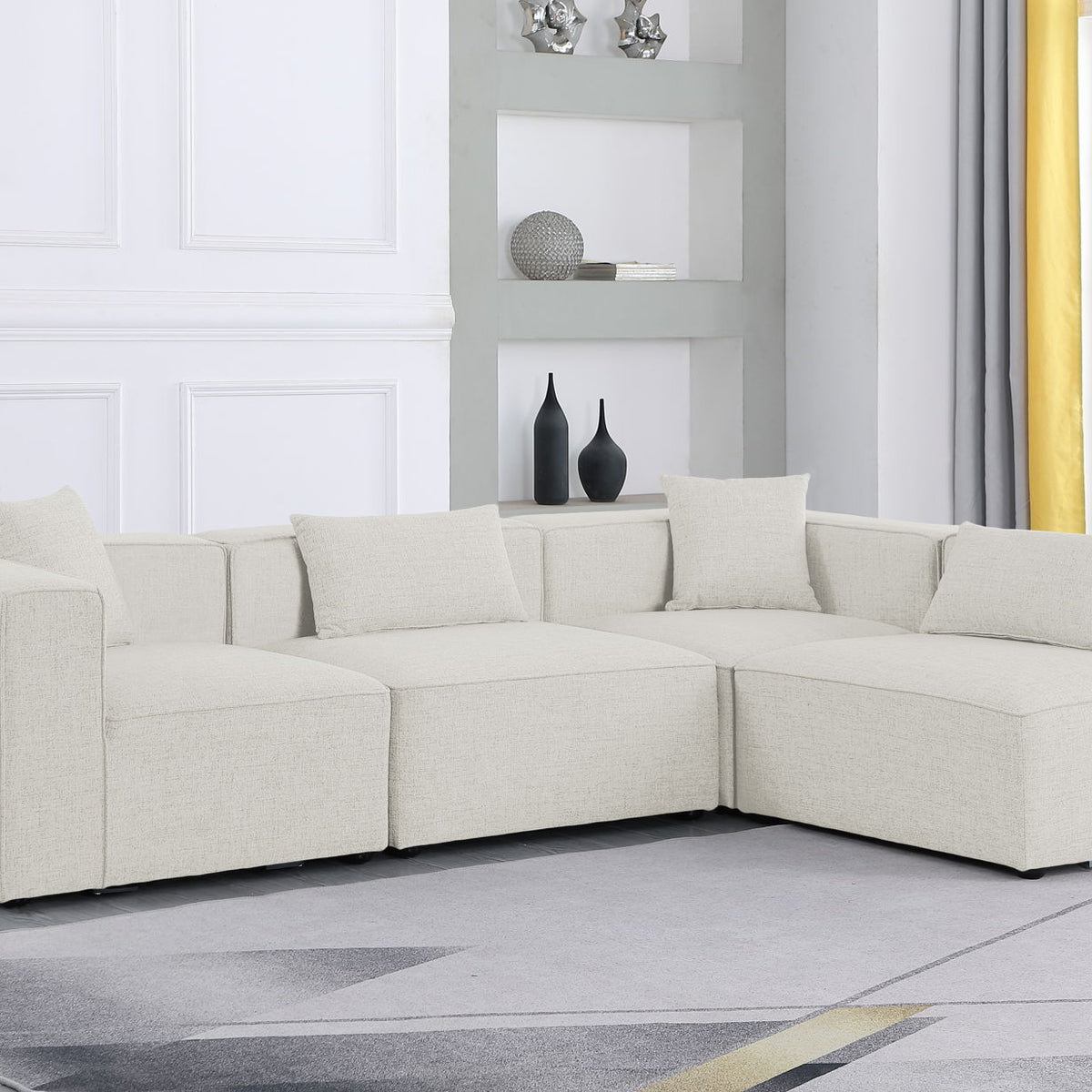 Cube - Linen 4 Piece Modular Corner Sectional