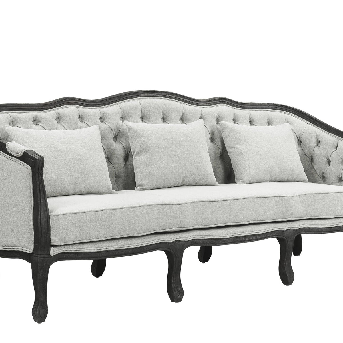 Samael - Sofa With 3 Pillows - Gray / Dark Brown