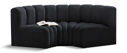 Arc - Velvet 3 Piece Modular U-Shaped Sofa