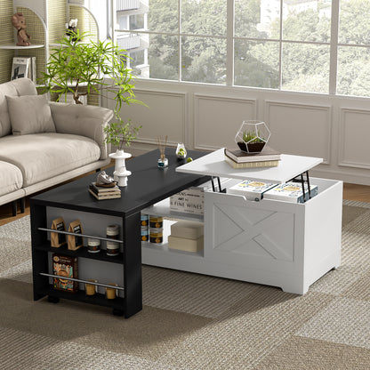 Lift-Top Coffee Table with Hidden Storage Black