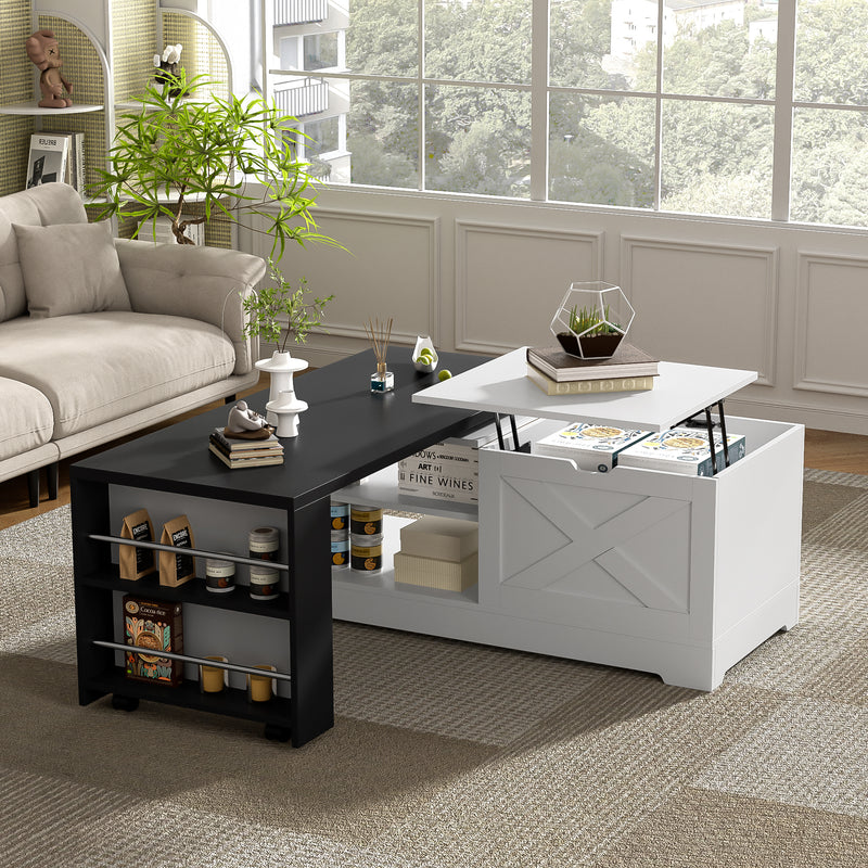 Lift-Top Coffee Table with Hidden Storage Black