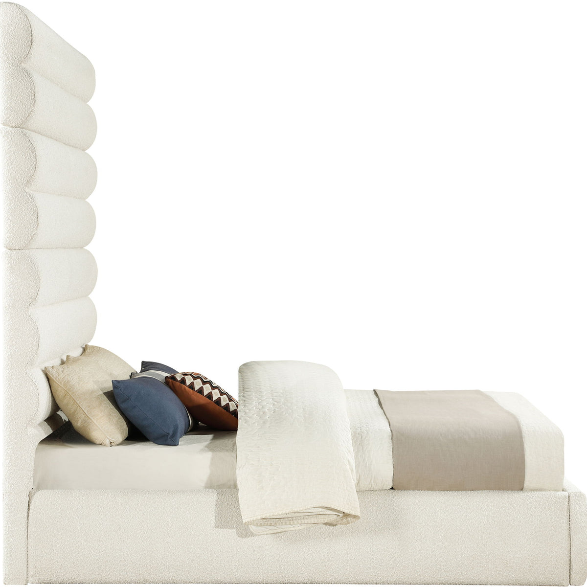 Adam - Boucle Fabric Bed With 89" Headboard