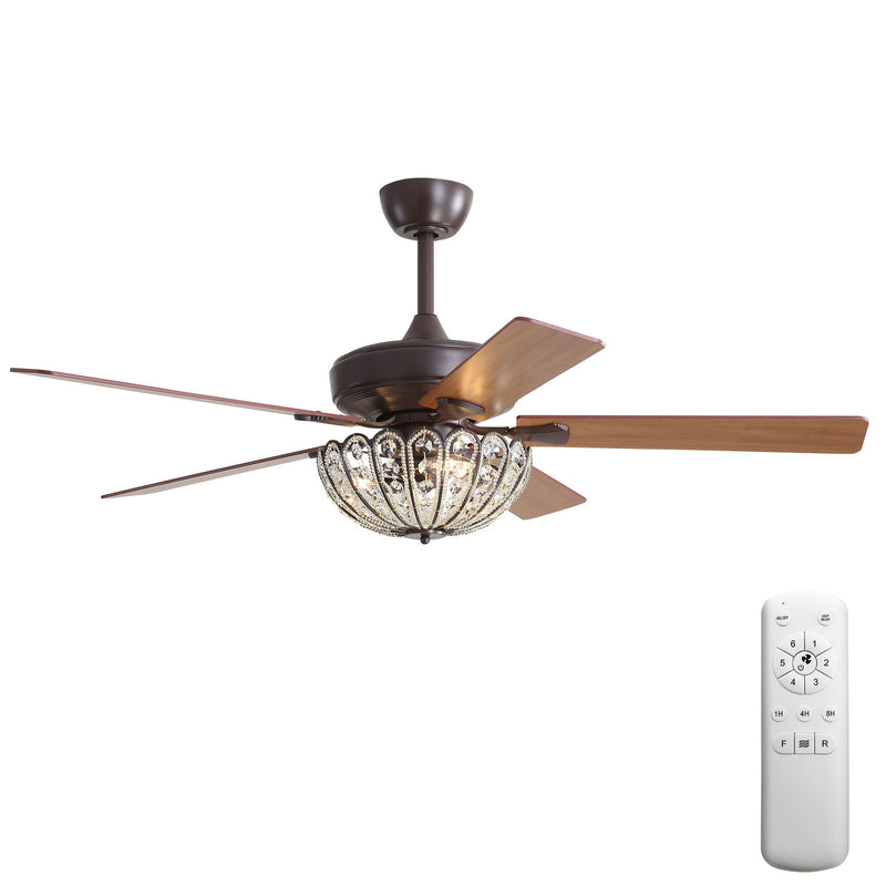 52" Ceiling Fan, 5 Blades, Reversible DC Motor - Coffee