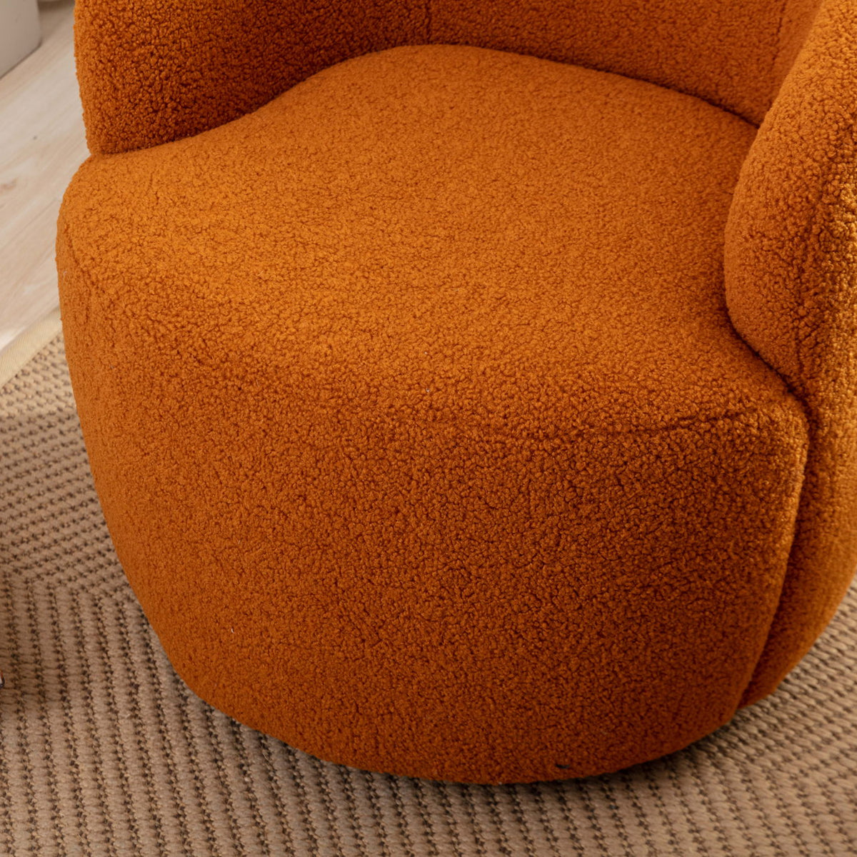Teddy Fabric Swivel Accent Armchair Barrel Chair With Powder Coating Metal Ring