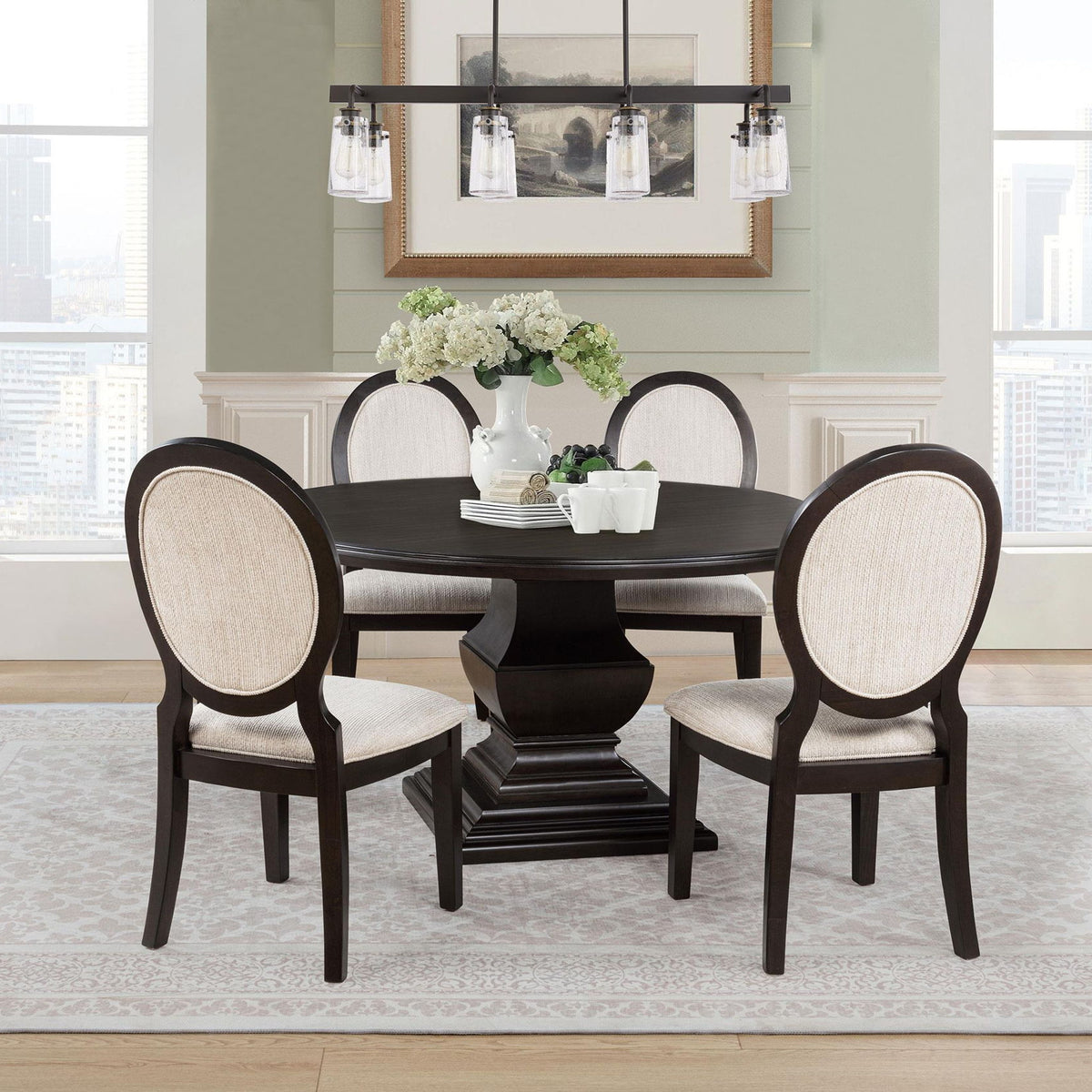 Twyla 5-piece Round Wood Dining Room Table Set Dark Cocoa