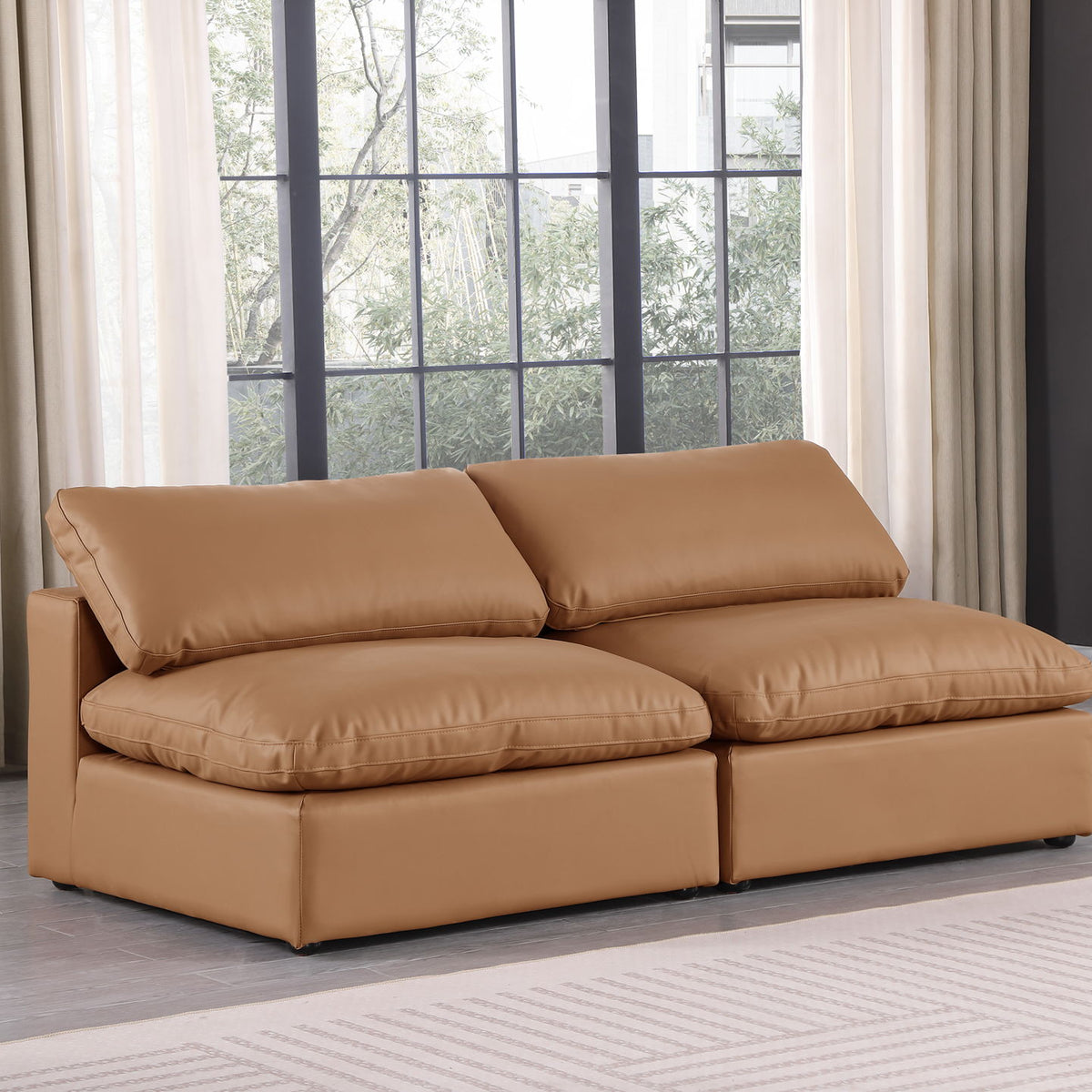 Comfy - Faux Leather Modular Armless Sofa 2 Seats