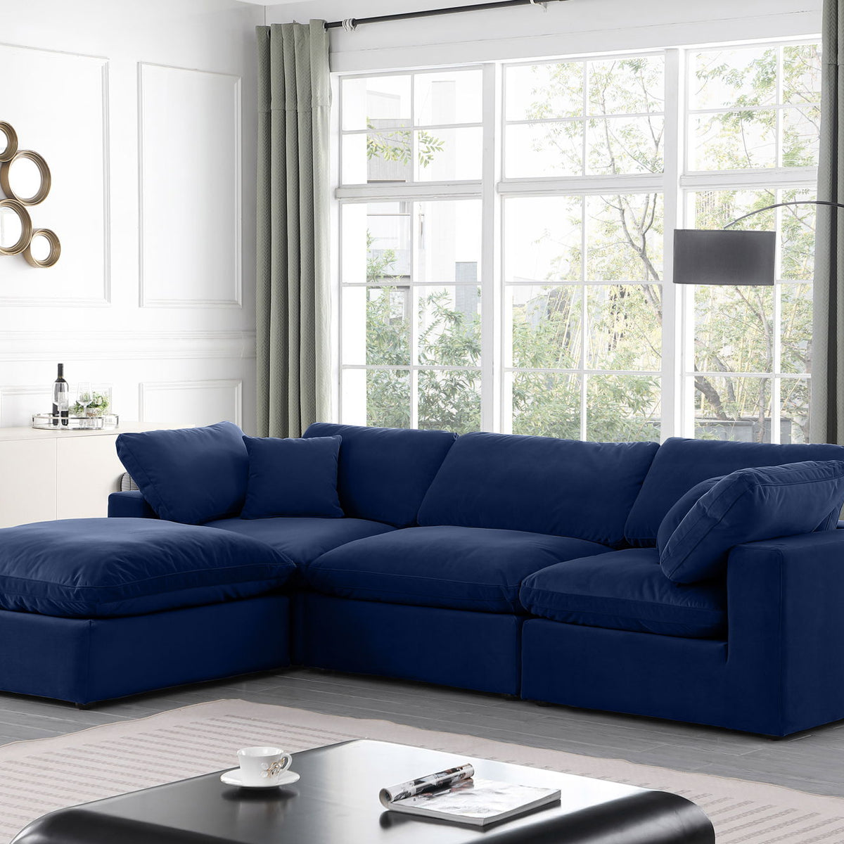Comfy - 4 Piece Velvet Modular Sectional With Chaise