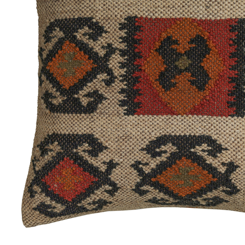 Terra - 20" Square Wool and Jute Kilim Throw Pillow - Clay