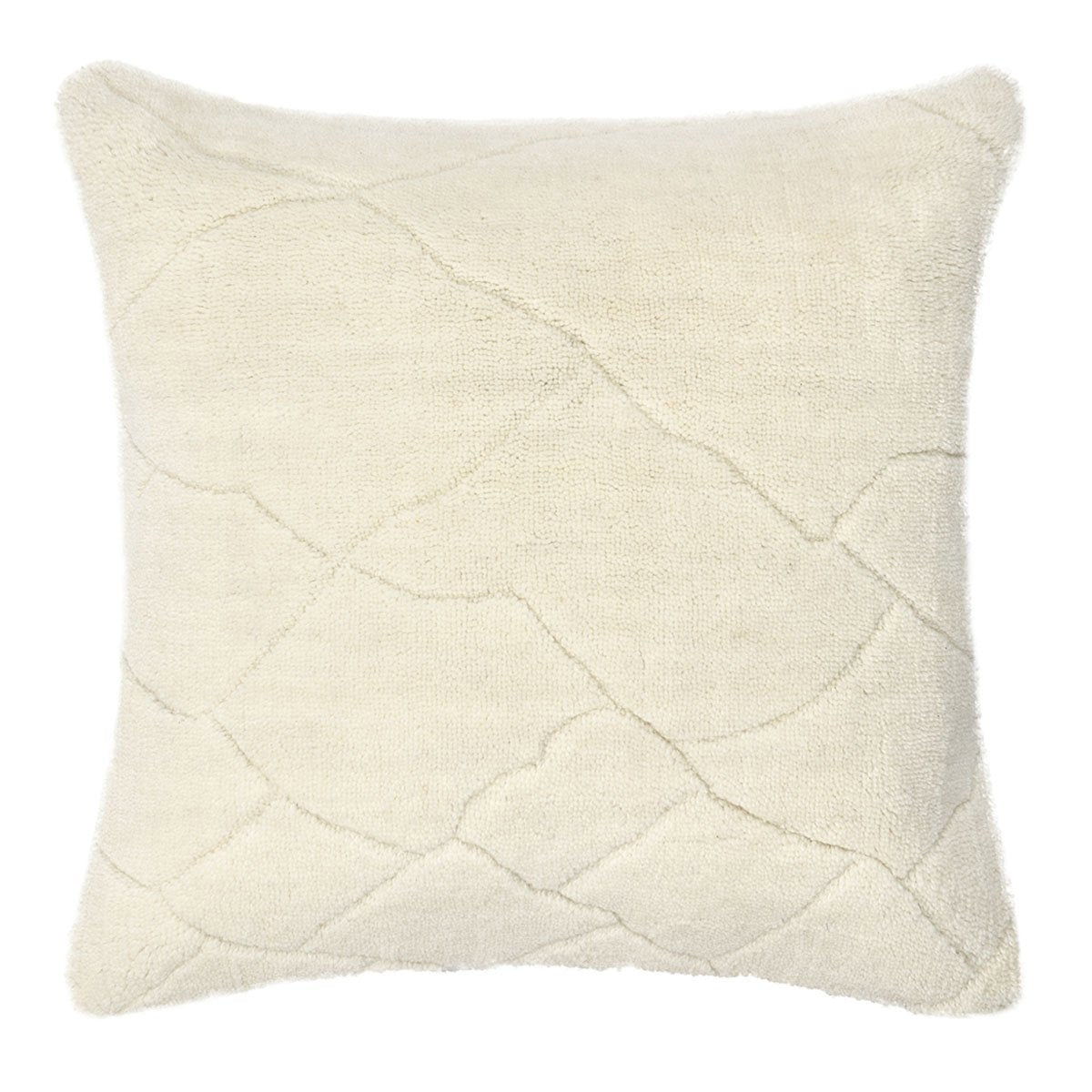 Ivory 22 x 22 RN pillow with diamond stitch pattern on square front face