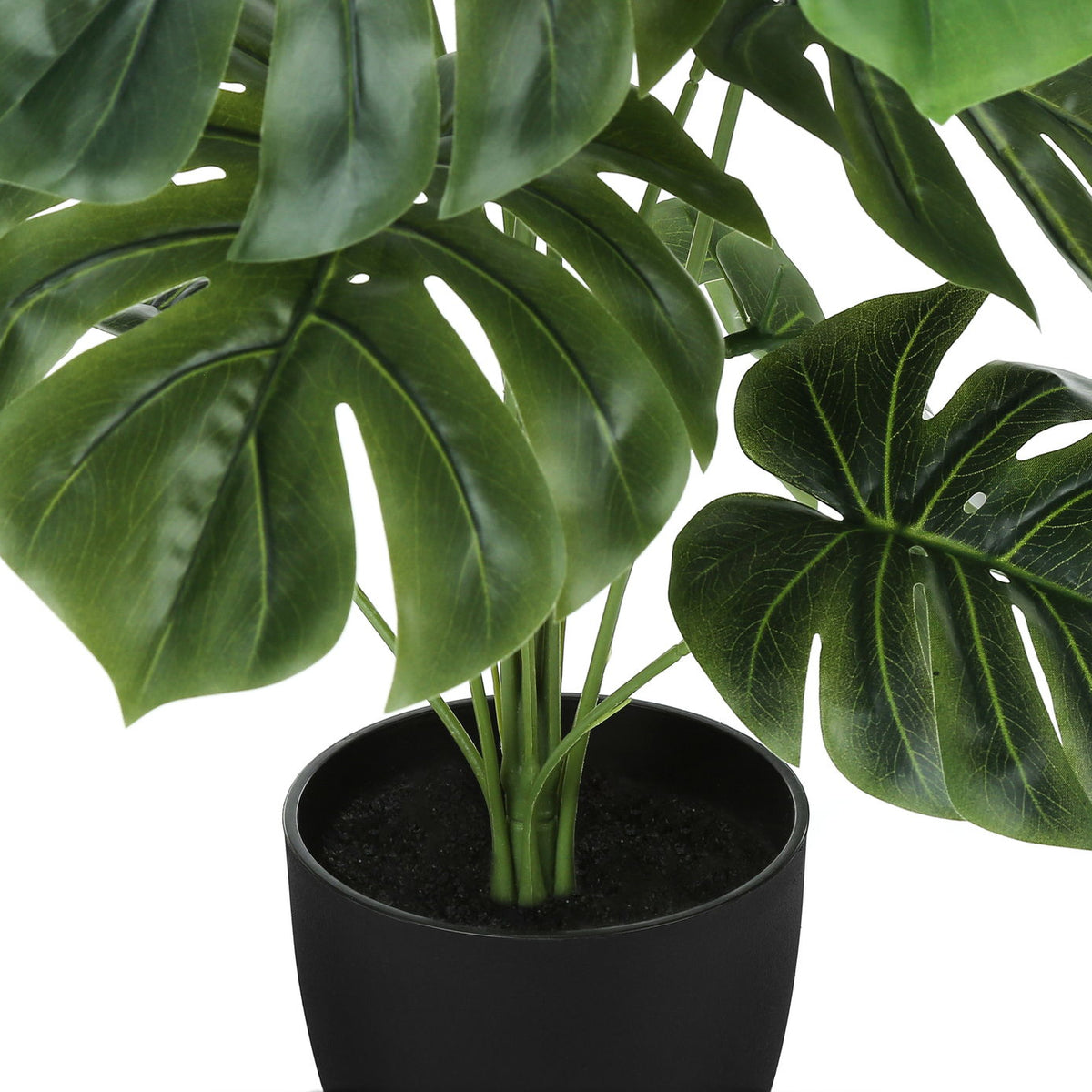 24" Tall, Artificial Plant, Monstera, Indoor, Faux, Fake, Table, Greenery, Potted, Real Touch, Decorative - Green / Black