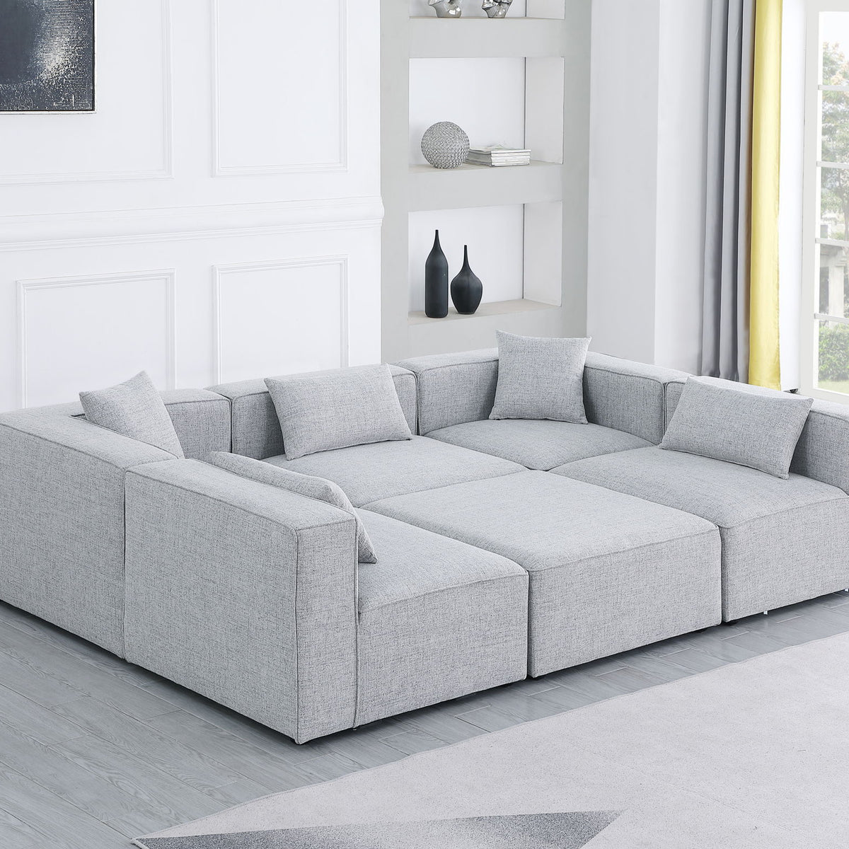 Cube - Linen 6 Piece Modular Sectional