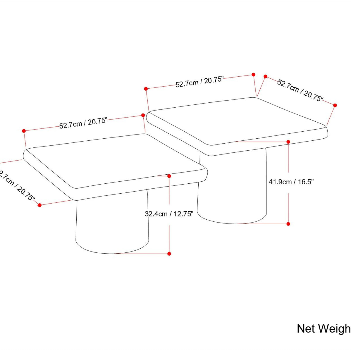 Zachary - 2 Piece Set Cast Aluminum Coffee Table - Black