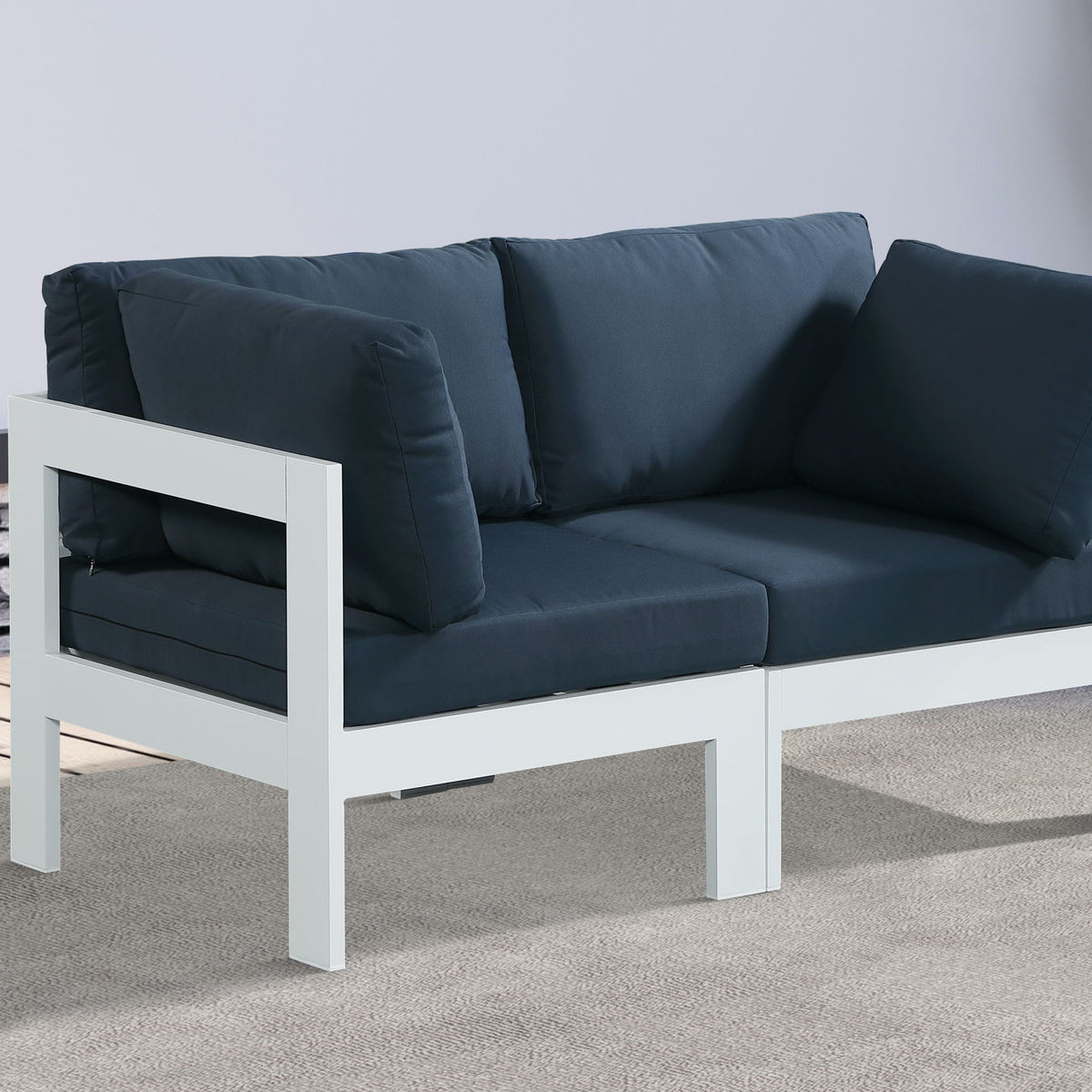 Nizuc - Outdoor Patio 2 Seat Modular Sofa With White Frame