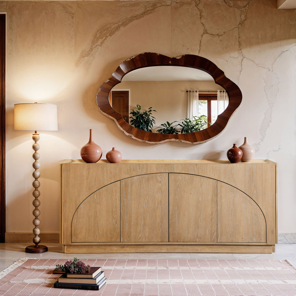 Everson - Oak Veneer And Solid Wood Sideboard/Buffet - Natural