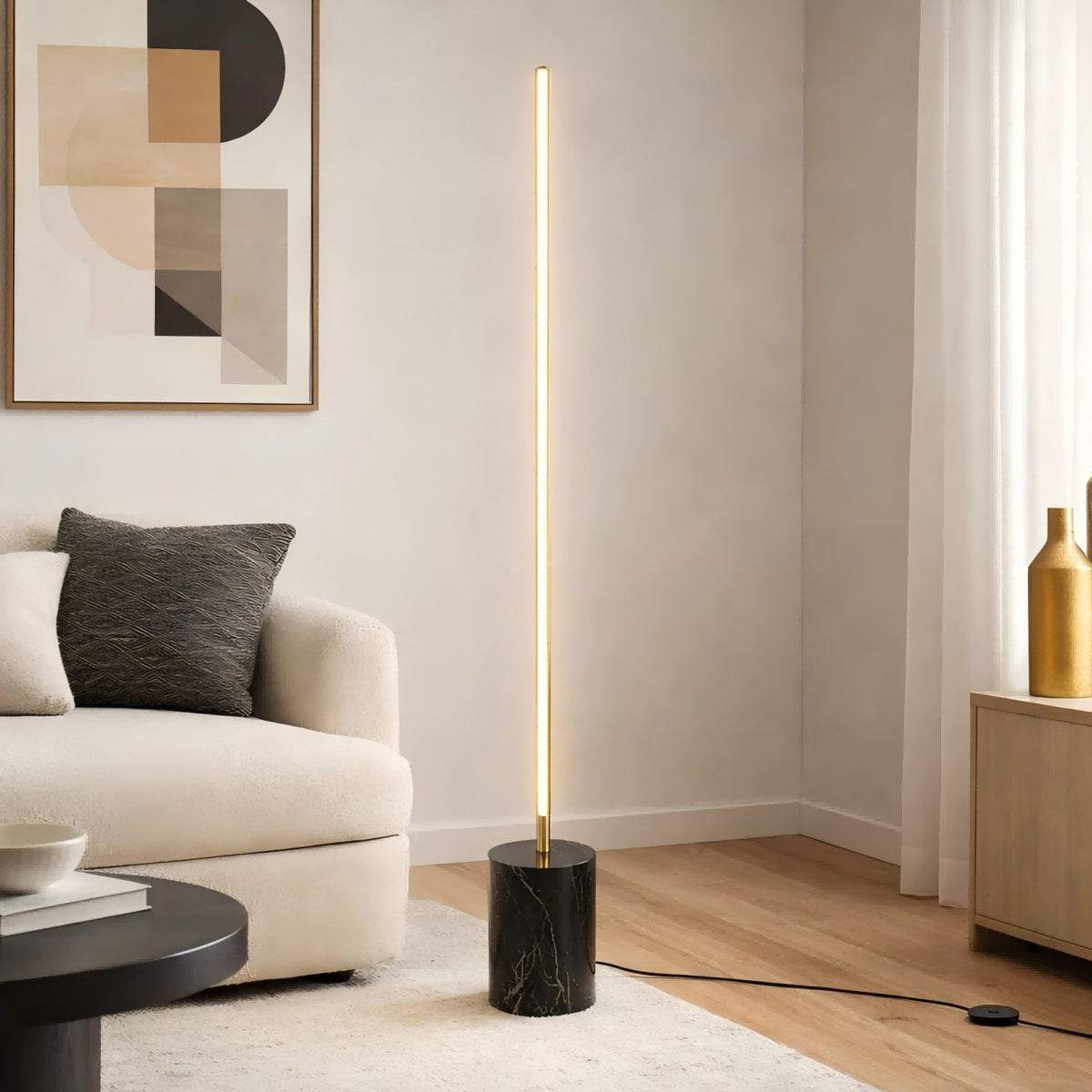 Prism - LED Floor Lamp With On / Off Switch Base - Gold / Marble