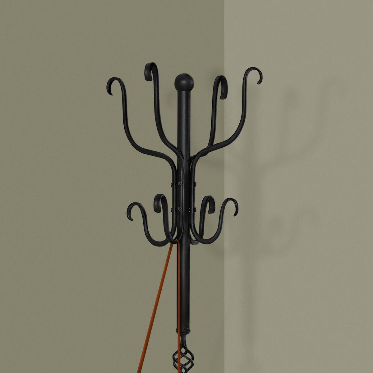 Coat Rack, Hall Tree, Free Standing, 8 Hooks, Entryway, Transitional - Black
