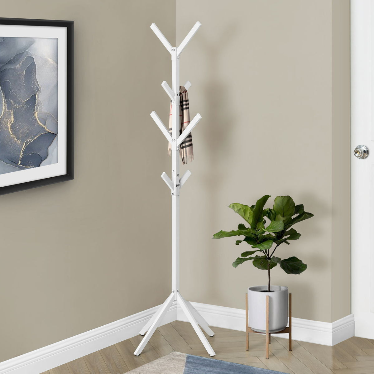 Coat Rack, Hall Tree, Free Standing, 8 Hooks, Entryway, Contemporary & Modern
