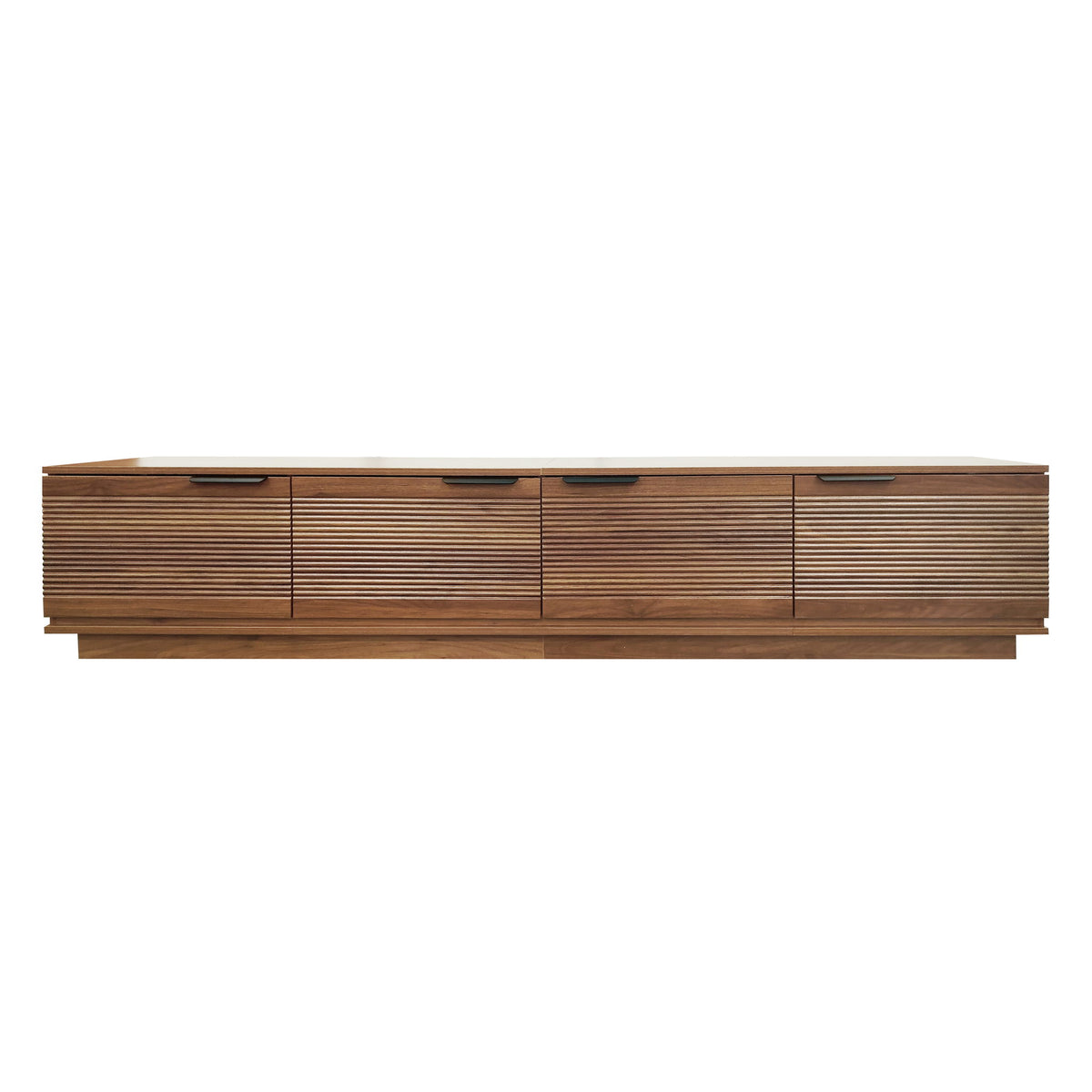 TV Stand, Entertainment Center With Fluted Door & Cable Management, Soft Closing Hinges - Walnut