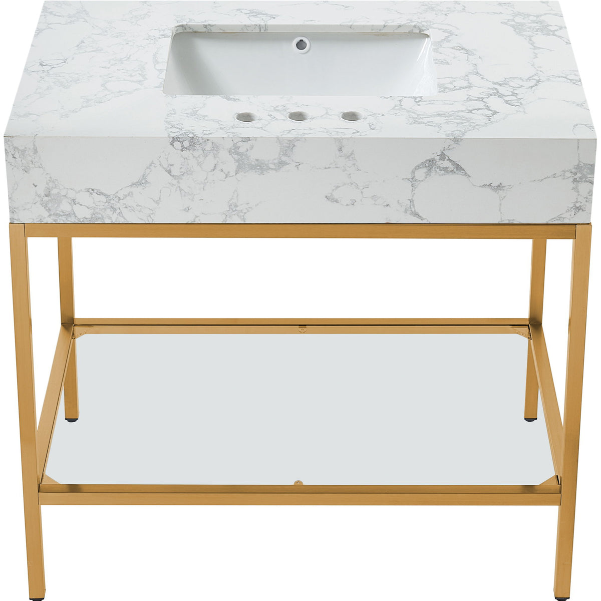 Marmo - Engineered Marble Bathroom Vanity With Gold Base