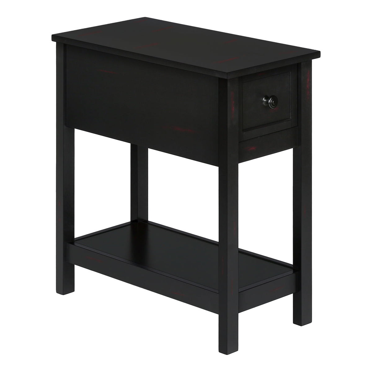 Accent End Table, 2 Tier, Narrow, Lamp, Storage Drawer, Charming Design