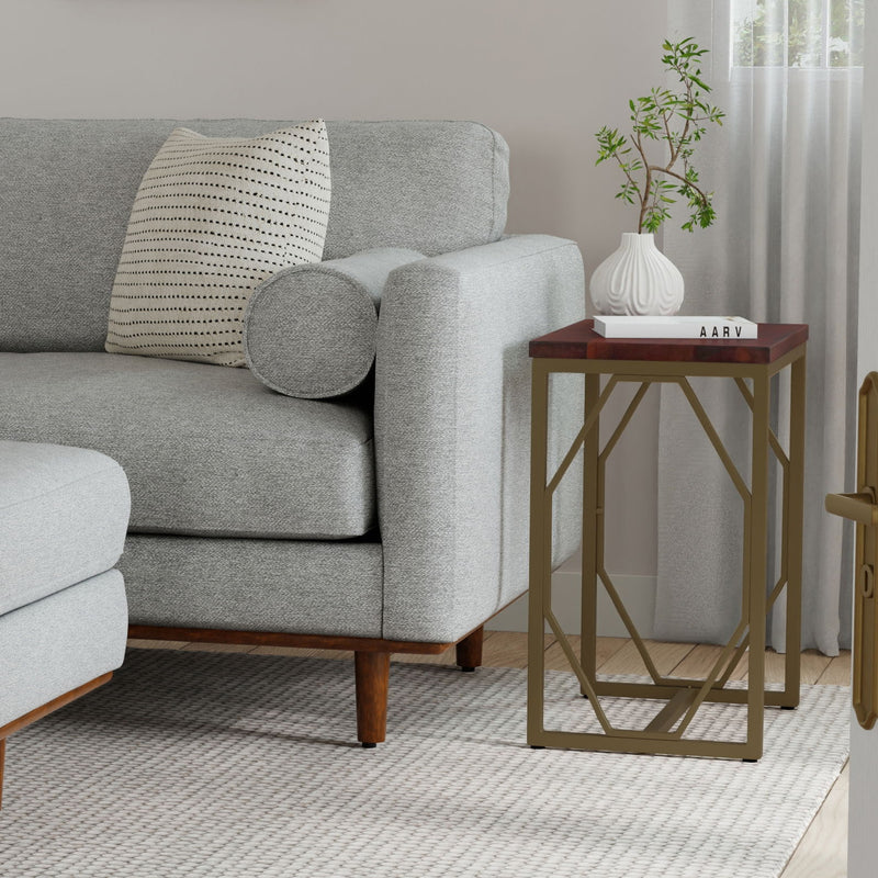 Selma - Metal And Wood Accent Table - Cognac
