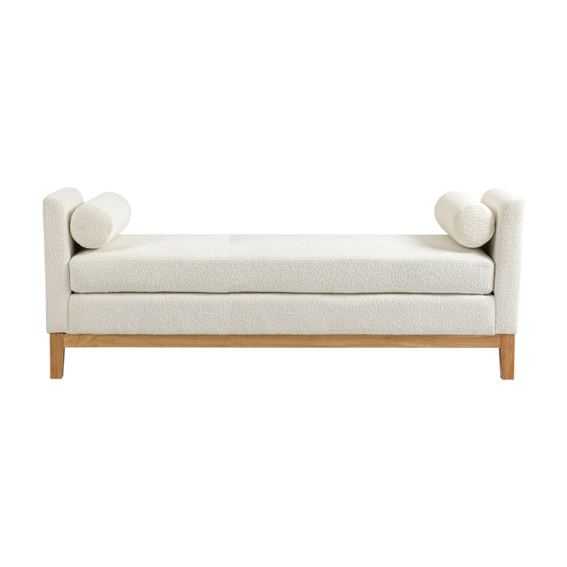 Upholstered End Of Bed Bench With Arms & 2 Bolsters For Bedroom