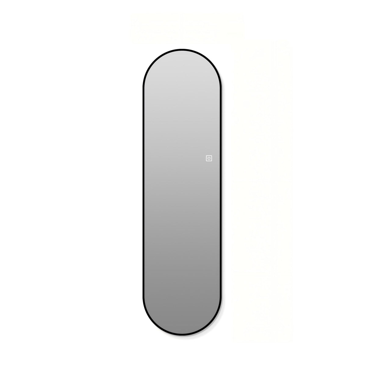 Capsule Shaped Dimmable LED Full Length Wall Mirror With Frame - Silver