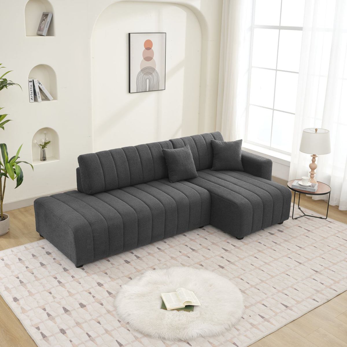 Jessica - Lamb Wool Sectional Sofa With Chaise