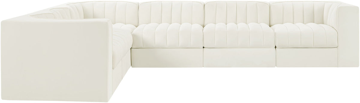 Rummi - Velvet Performance Fabric Upholstered 6 Piece Modular Sectional