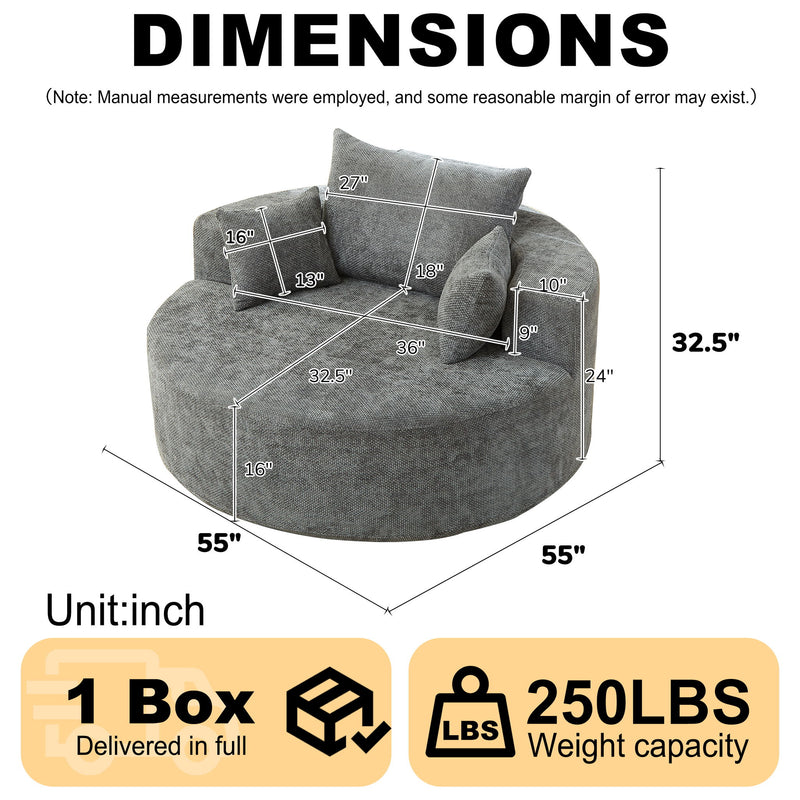 Single Sofa, Sleeper Chair For Living Room - Gray