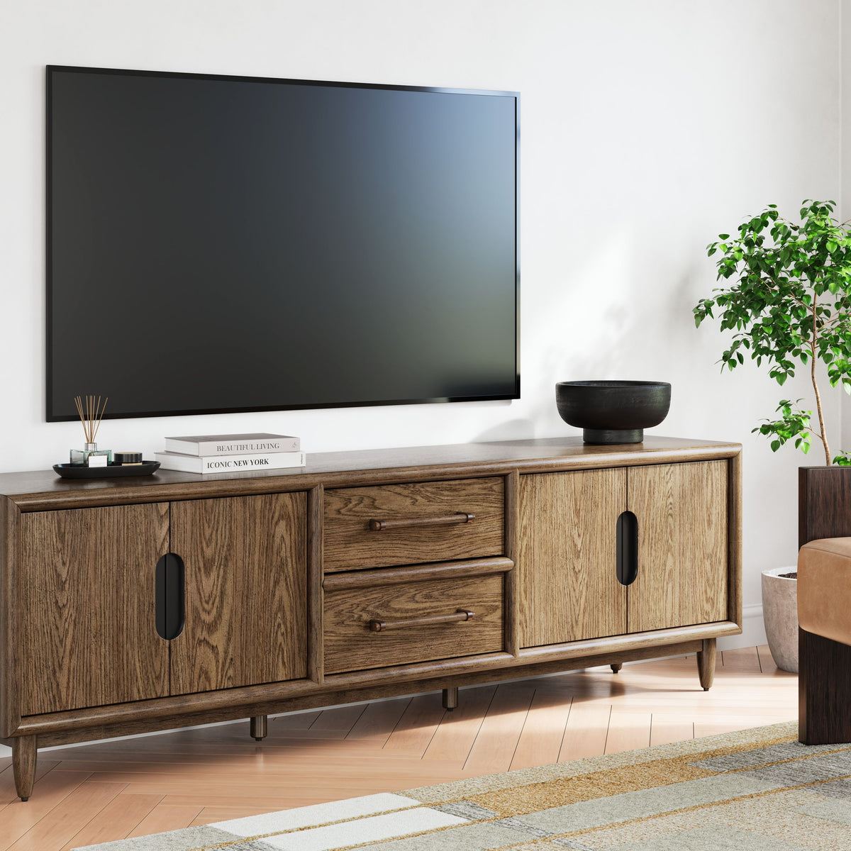 Roanhowe - Extra Large TV Stand - Brown