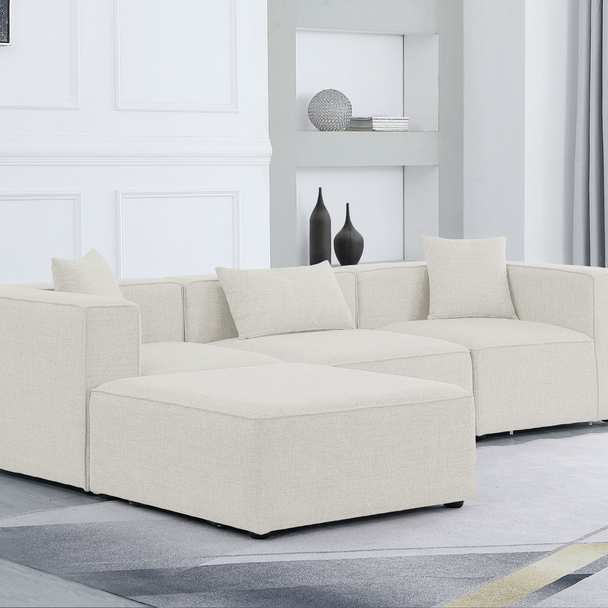 Cube - Linen 4 Piece Modular Sectional With Chaise