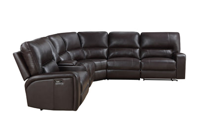 Saul - Power Recliner Sectional Sofa With USB Port Cupholder Console