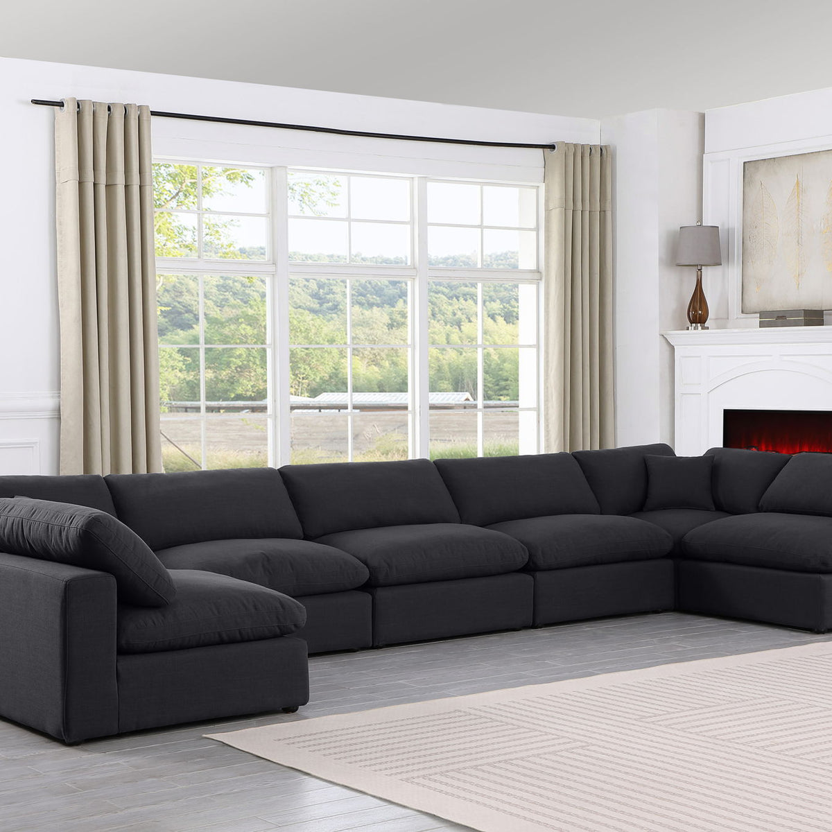 Comfy - 7 Piece Linen Modular Armless Sectional