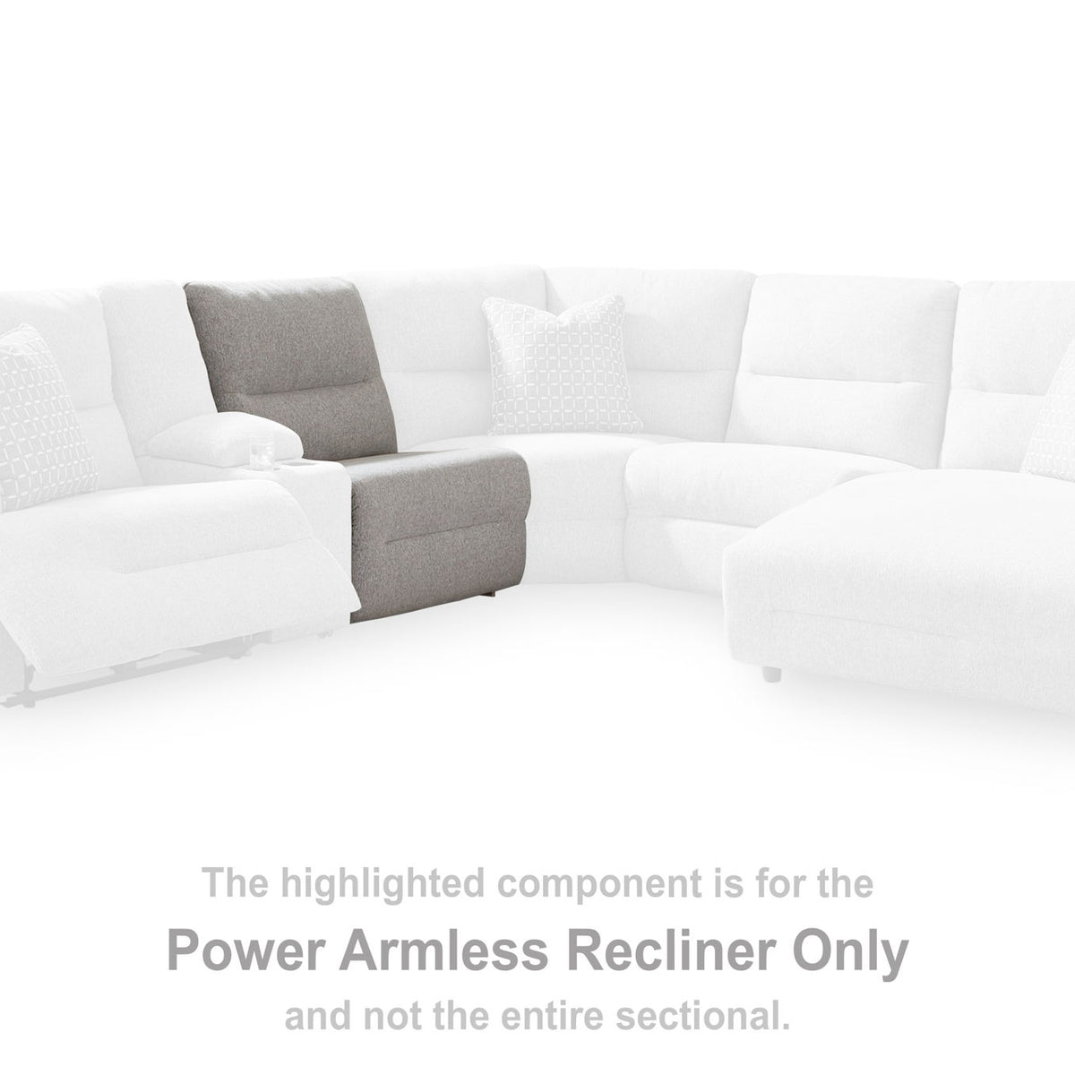 Acklen Place - Power Armless Recliner With Adj Headrest - Pewter