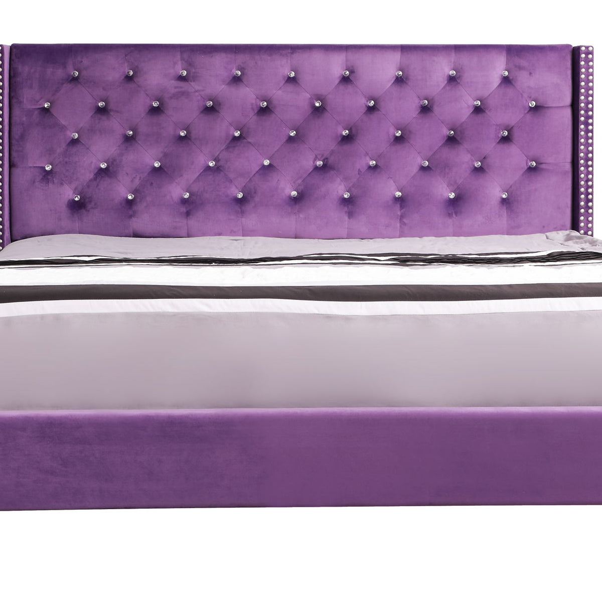 Upholstered Nailhead Trim Chic Bed