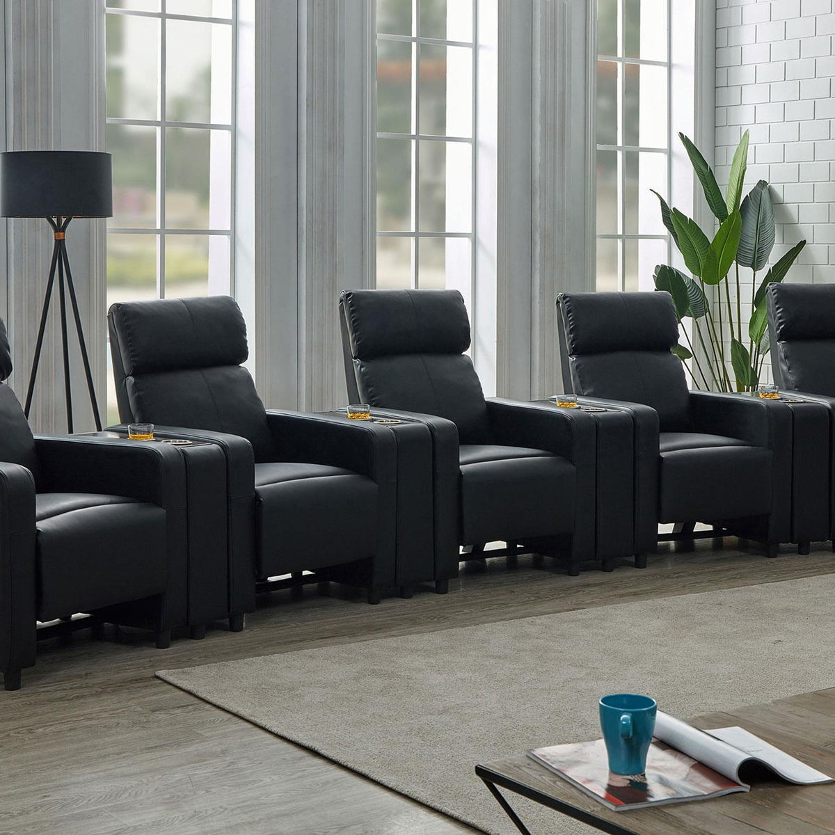 Toohey Upholstered Tufted Recliner Living Room Set Black