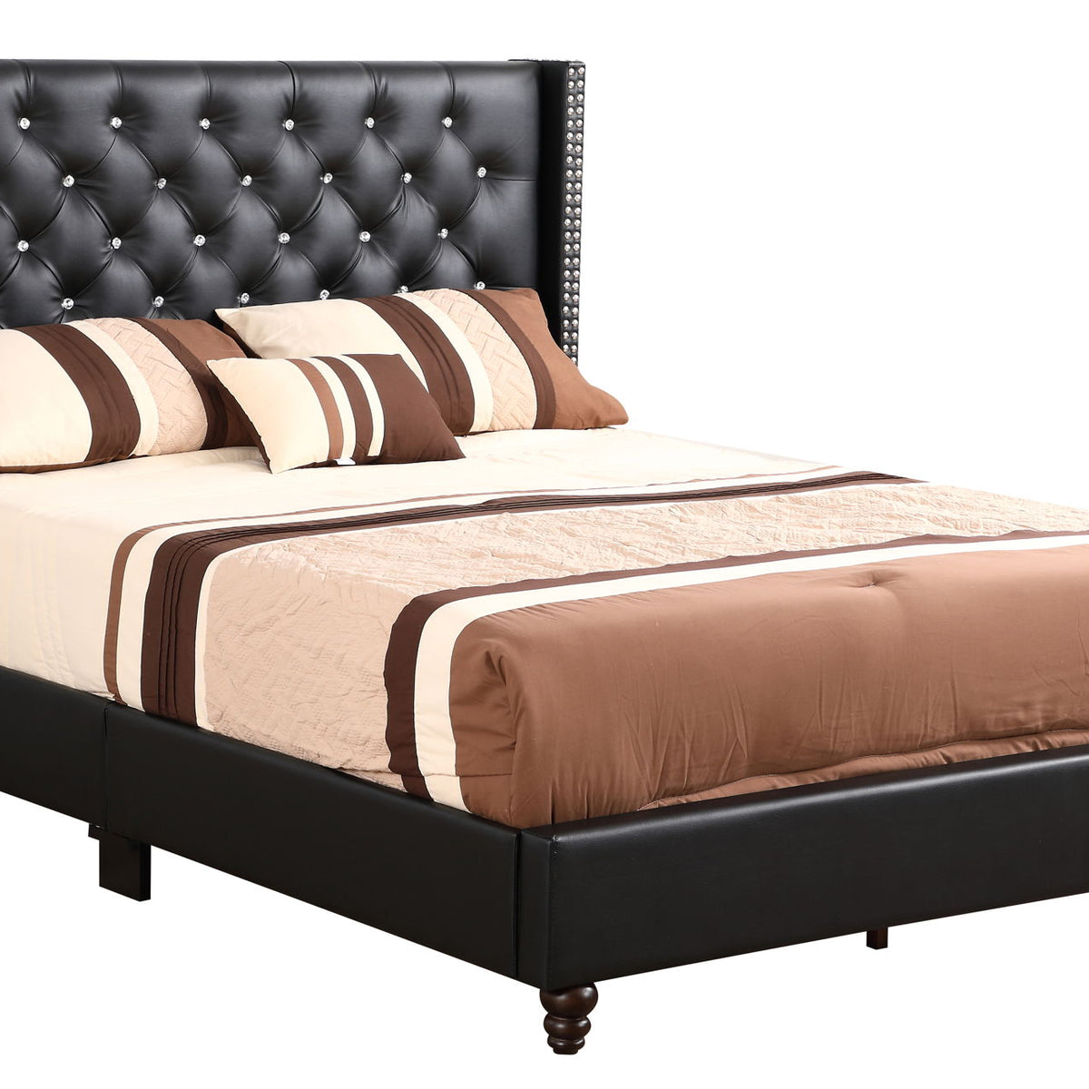 Upholstered Nailhead Trim Chic Bed