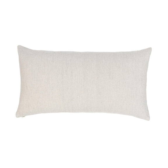 Solid light beige rectangular lumbar pillow with stitched border