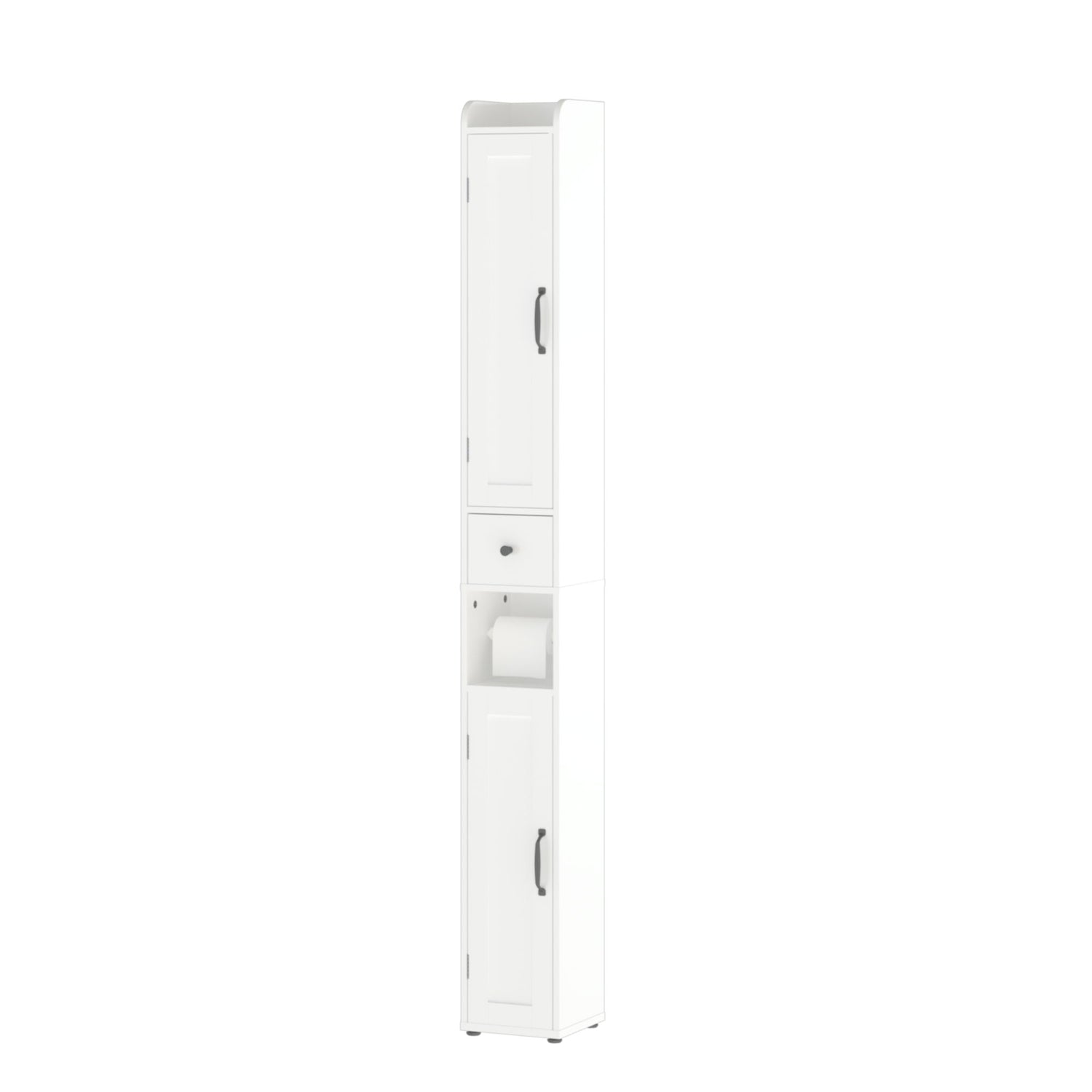 Slim Tall Bathroom Storage Cabinet With Adjustable Shelves, 2 Doors Freestanding Cabinet - White