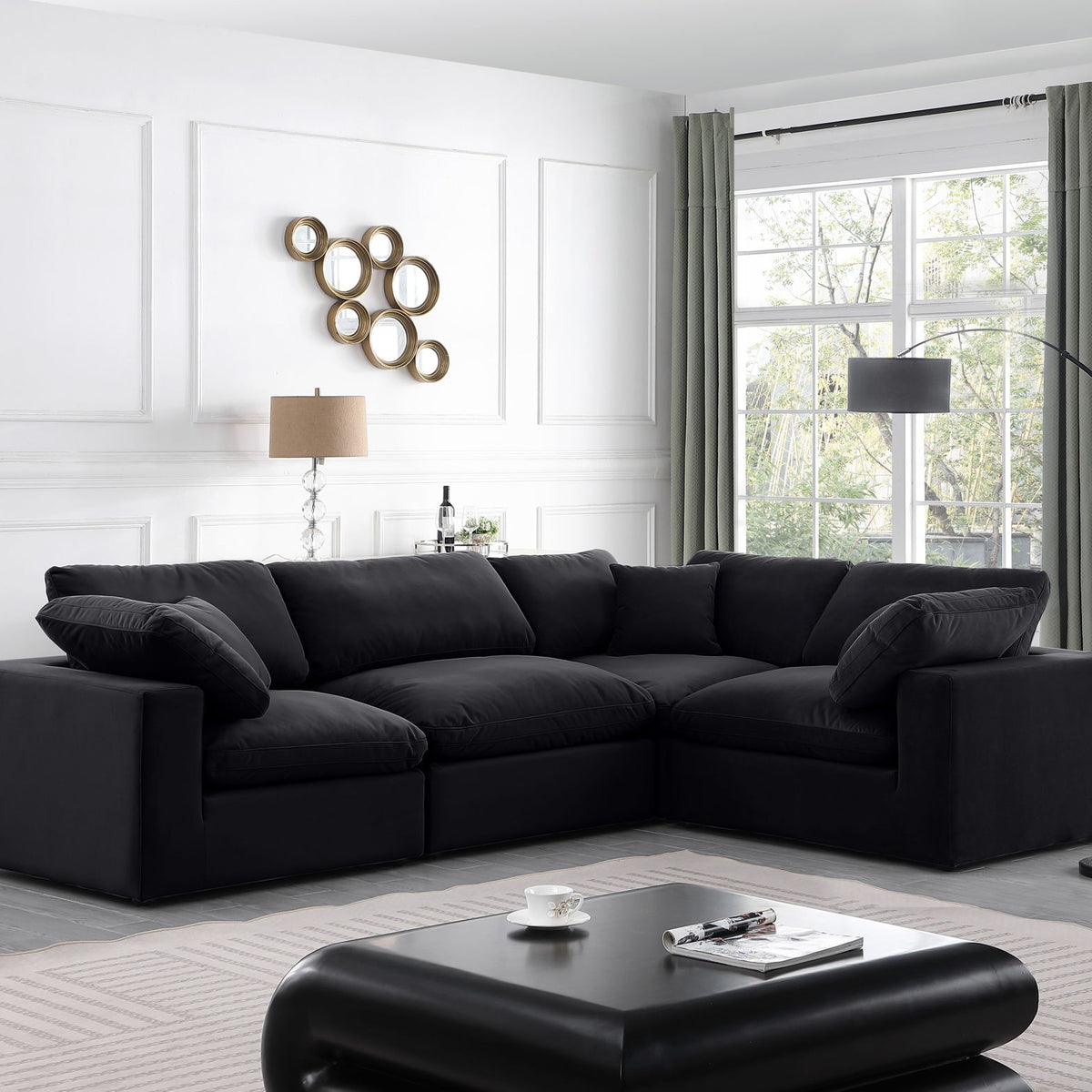 Comfy - 4 Piece Velvet Modular Sectional