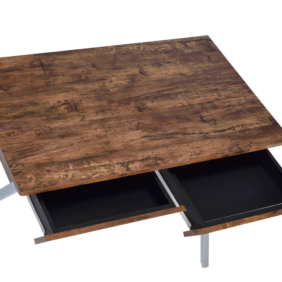 Callers - Weathered Writing Desk - Chrome / Oak