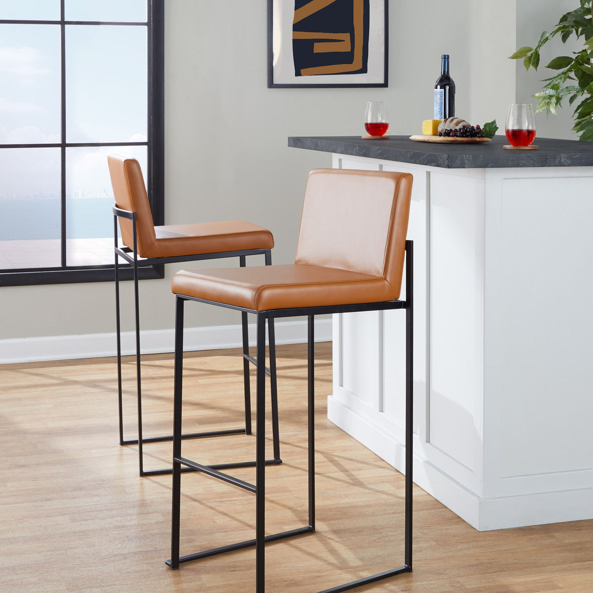 Fuji - Contemporary High Back Barstool Elegant Design