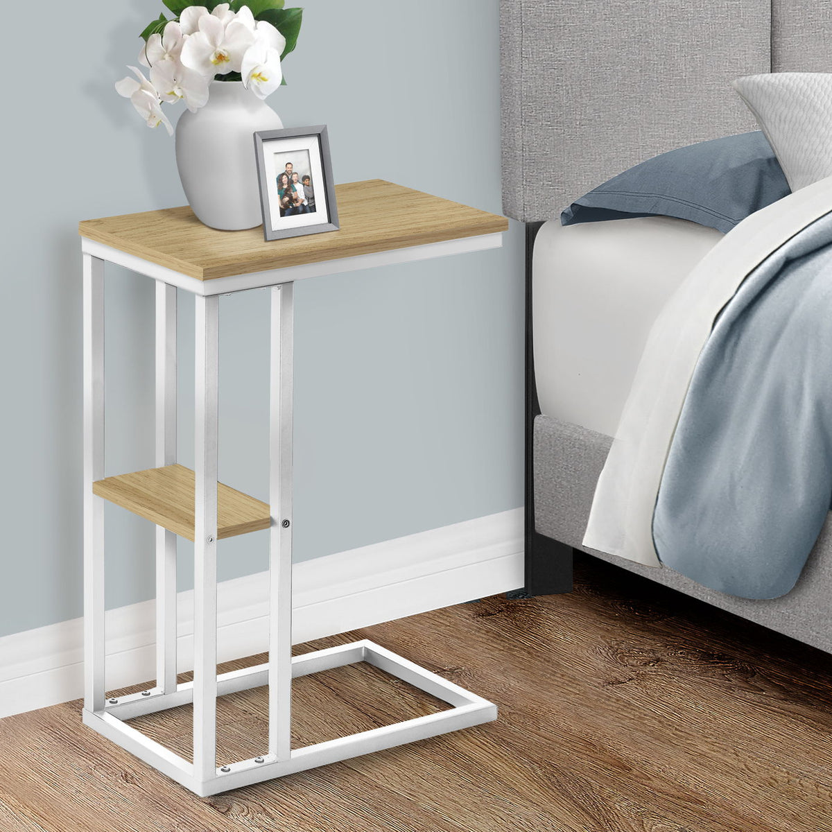 Accent Table, C - Shaped, Marble Look Contemporary & Modern Convenient Design