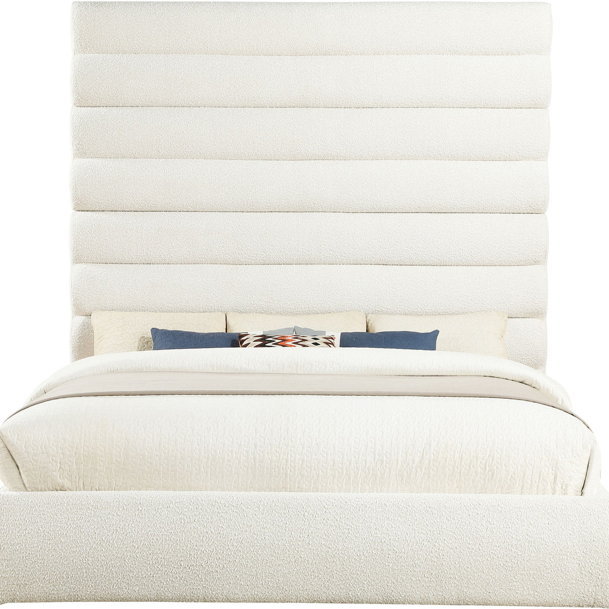 Adam - Boucle Fabric Bed With 89" Headboard
