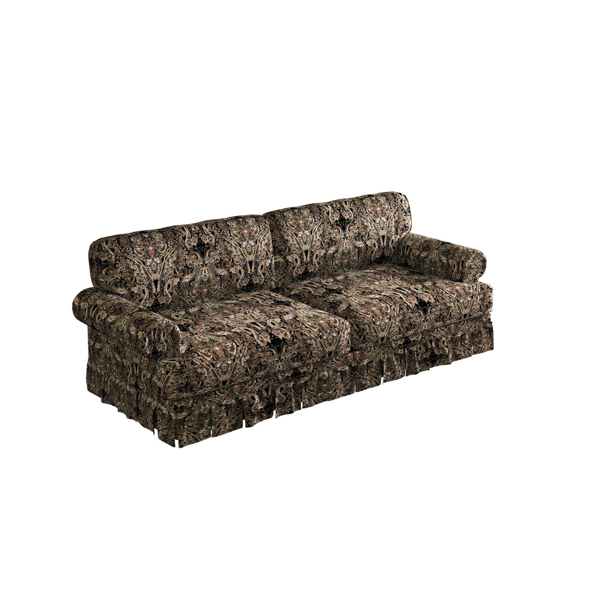 Luxuriously Comfortable Cloud Couch Sofa With Elegant Rolled Arms & Pleated Skirt Design