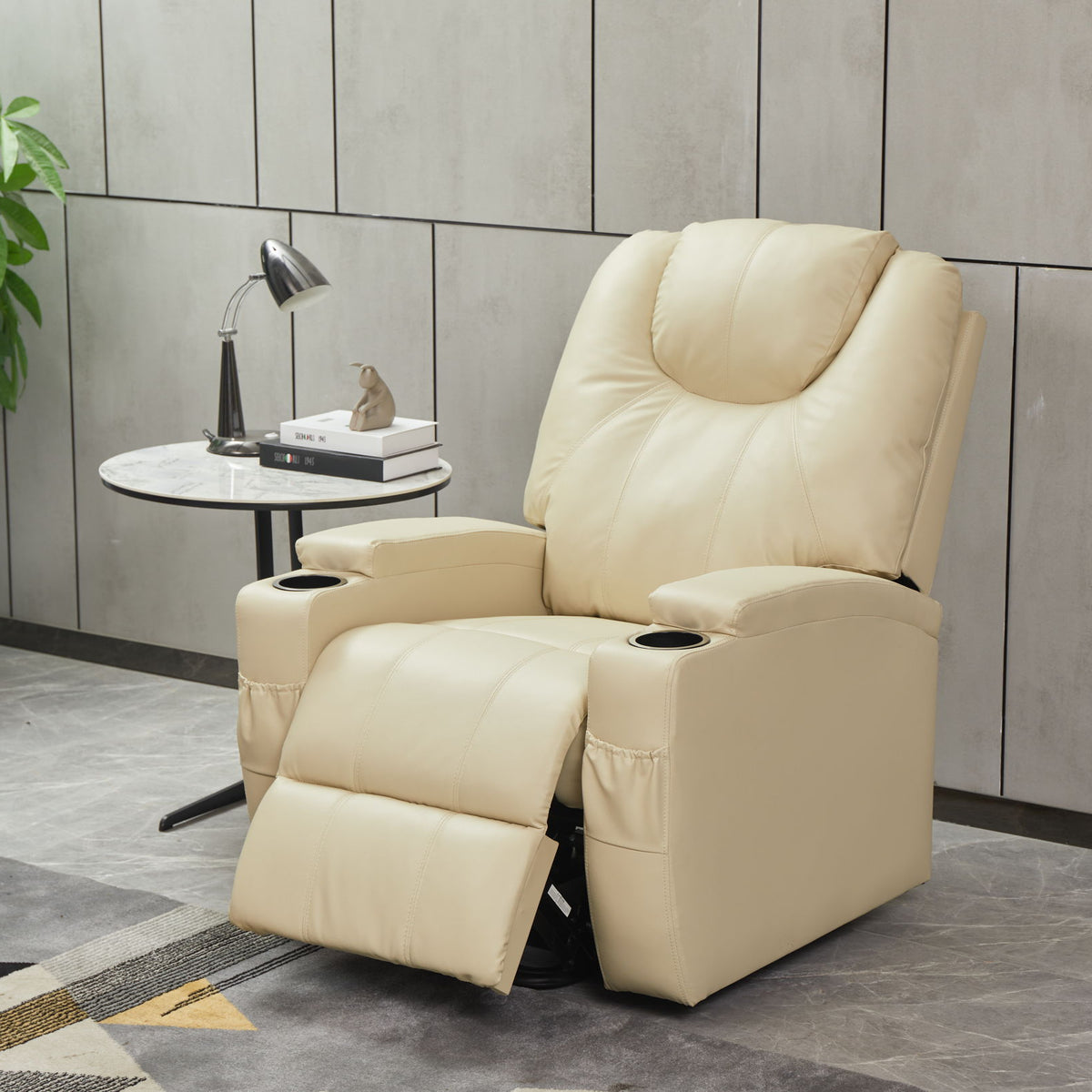 Modern Recliner Chair With Cup Holders, Remote Control