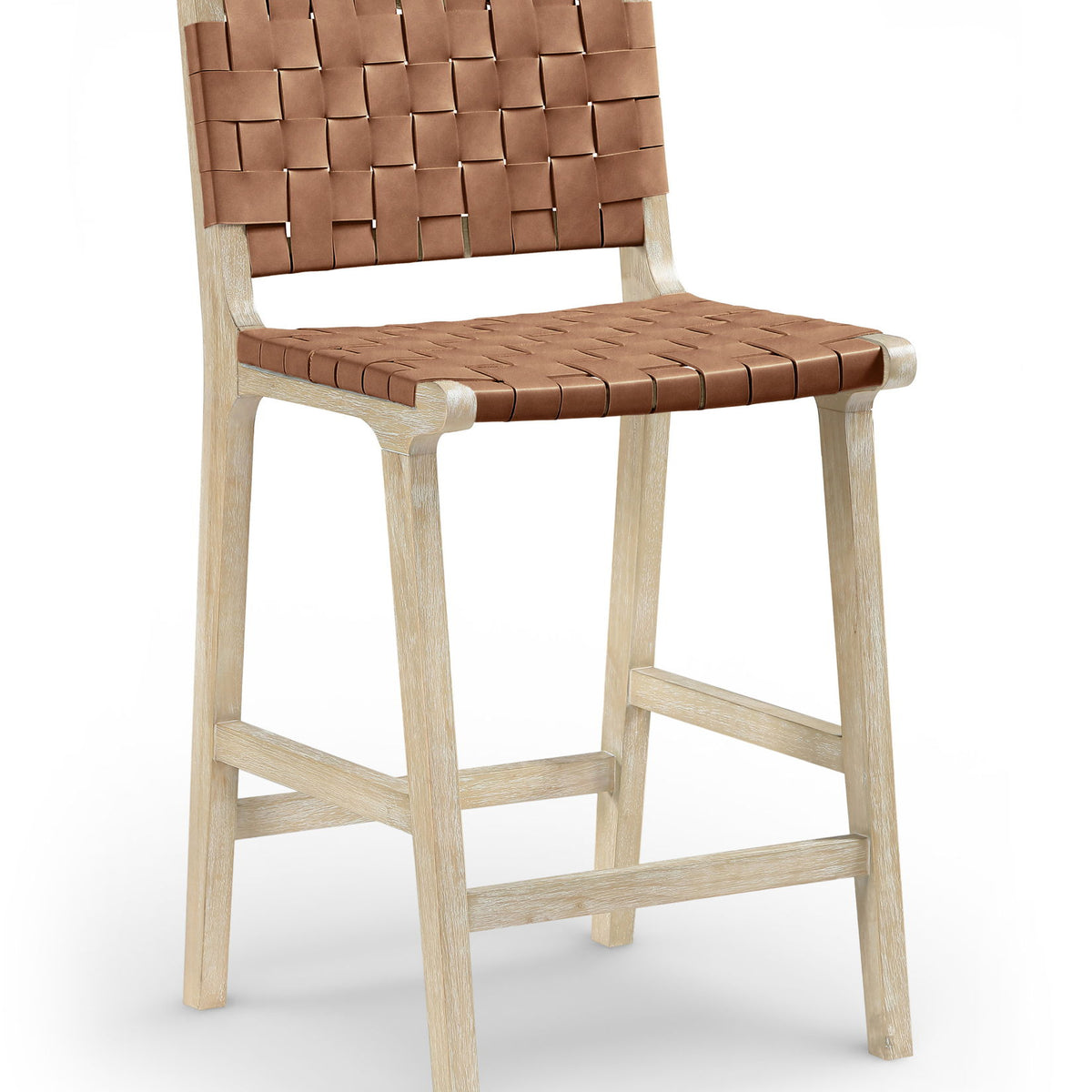 Entwine - Vegan Leather Upholstered Counter Stool - Painted Natural