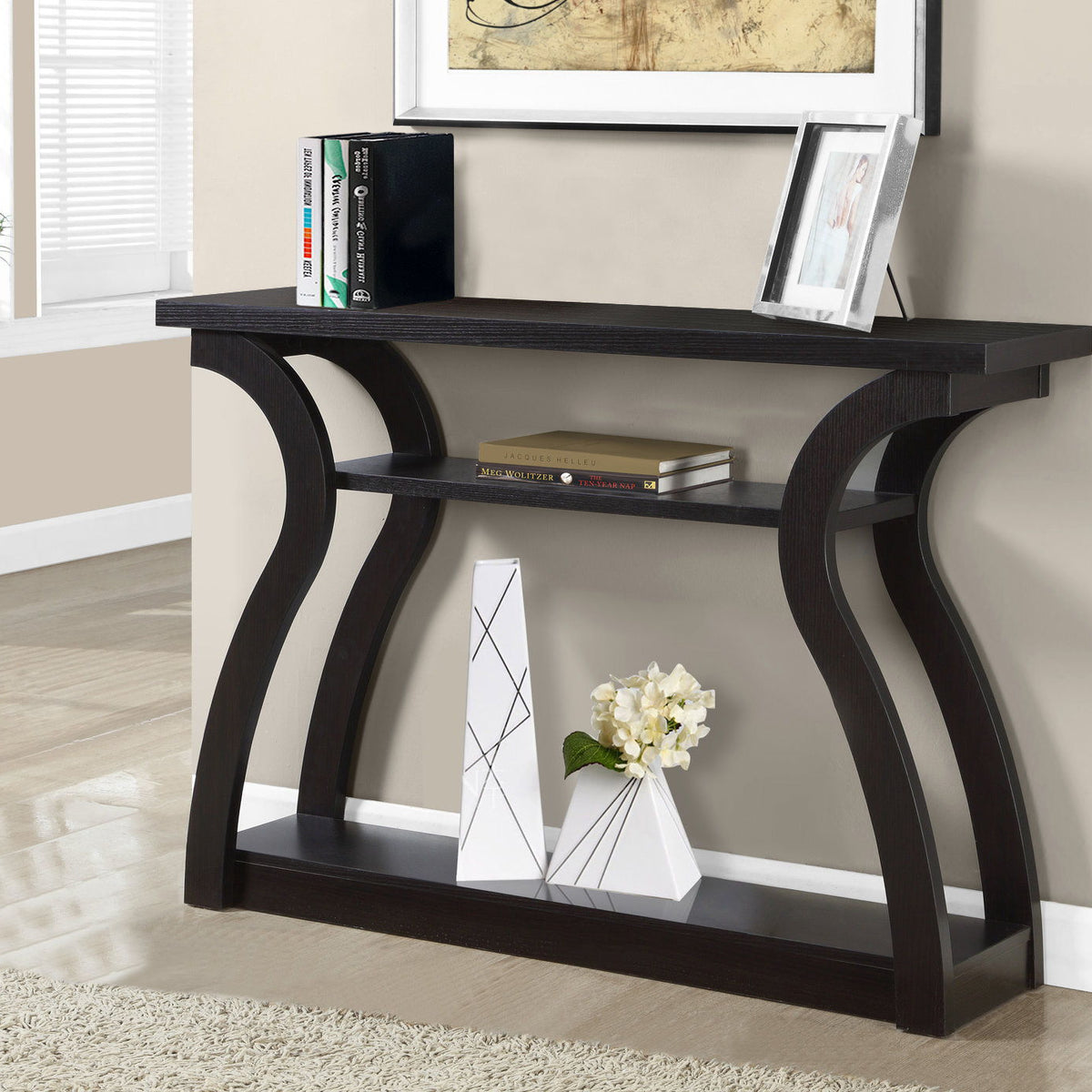 Accent Console Table For Entryway, Unique Curved Design