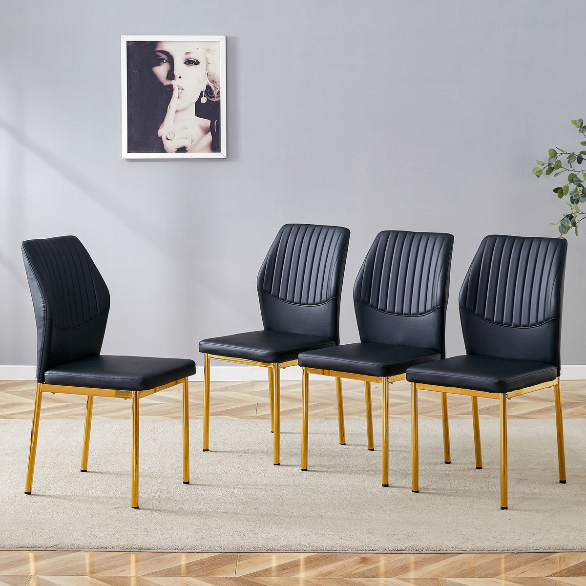 Luxury Simple Chair With Metal Gold Leg